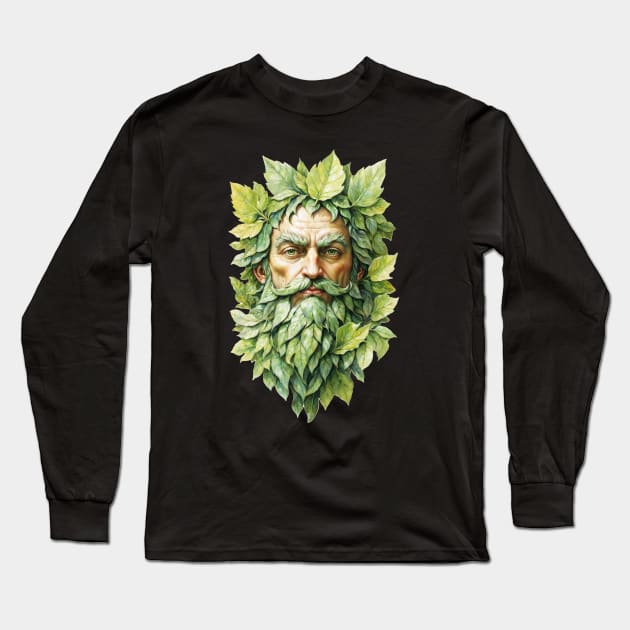 Green Man Wicca Witch Witchcraft Pagan Gift Long Sleeve T-Shirt by Witchy Ways